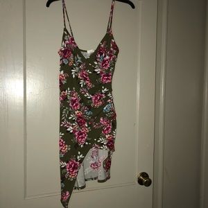 Olive Green Floral Dress